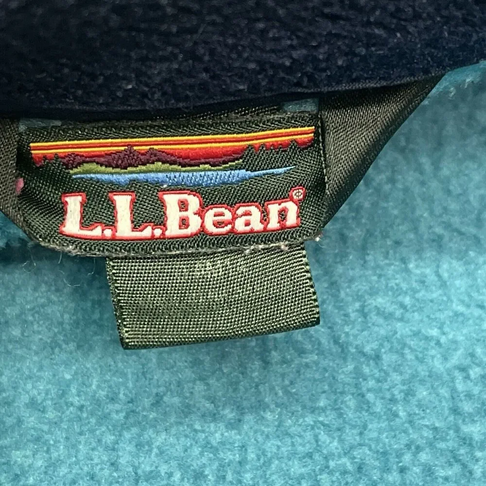 LL Bean Polartec Jacket Womens XL Full Zip Fleece Teal Blue Zip Pocket CabinCore